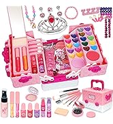 Kids Makeup Kit for Girl - 57 PCS Safe and Washable Makeup for Kids, Real Girls Makeup Kit, Toddl...
