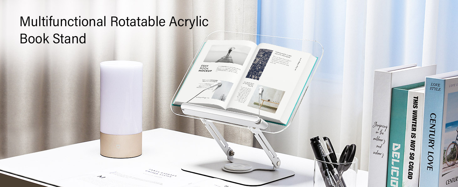 Adjustable Book Holder with 360° Rotating Base