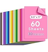60 Sheets Colored Cardstock, 30 Assorted Colors Cardstock Paper 8.5x11'' Construction Paper Card ...