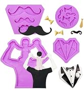 Infovox Fathers Day Molds for Chocolate, Mustache Bow Tie Chocolate Mold, Tuxedo Father-Child Sil...