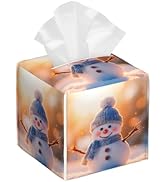 Cute Christmas Snowman Tissue Box Cover Square,Winter Christmas Snowman Tissue Box Holder Waterpr...