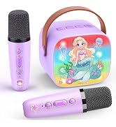 Mermaid Mini Karaoke Machine Toys: Kids Toys Girls Birthday Gifts Age 3-12+ LED Portable Bluetoot...