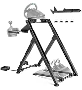 ARES WING Sim Racing Wheel Stand, Racing Simulator Cockpit with Chair Fixing Slot, Foldable Sim R...