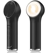 Silicone Facial Cleansing Brush, Portable Electric Face Scrubber with Heat and Vibration, 3 Modes...