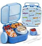 Fimibuke Bento Box for Kids, Toddler Lunch Box with 8.5oz Thermo Food Jar | Leak Proof 3-4 Compar...