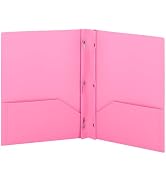 Plastic Folders with Pockets and Prongs Pink - Two Pocket Folder with Brads - 3 Prong Folders wit...