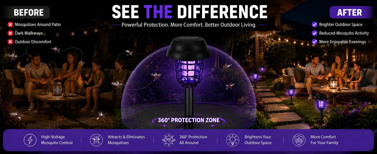 solar mosquito zapper outdoor waterproof