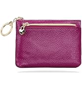 iToolai Leather Coin Purse, Small Zipper Change Purse Card Pouch with Key Ring for Women(Grape)