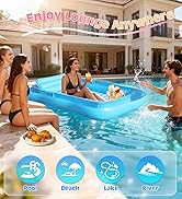 Shinepool Inflatable Tanning Pool Lounger, 71"x48" Tanning Bed Pool Floats w/Pillow & Cup Holders...
