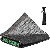 Bigmeta Cuttable Shade Cloth for Garden - 50% UV-Resistant Mesh Tarp with Rope, Black Sun Cover N...