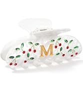 CHLINS Initial Cherry Hair Clips for Women Girls - Cute Glitter Monogram Claw Clips with Rhinesto...