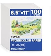 100 Sheets 8.5x11 Inch Watercolor Paper Bulk, 140lb /300GSM White Cold Press Water Color Paper fo...