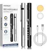 Rechargeable Pen Light for Nurse, 2Packs Rechargeable LED Medical Pen Light, Warm&Cool White Ligh...
