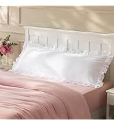 Bedsure Ruffle Body Pillow Cover, 20" x 54", White Long Pillowcase | 2.7" French Ruffles, Double-...