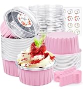 30Pcs Mini Cake Pans with Lids Aluminum Foil, ZOXILEN 5oz Disposable Mini Loaf pans with Lids and...