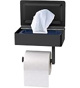 Black Toilet Paper Holder Wall Mounted with Shelf & Wipes Storage – Stainless Steel SUS304 Modern...