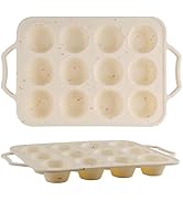 Velicber 2 Pack Silicone Muffin Pan with Metal Reinforced Frame, 12 Cups Regular Size Silicone Cu...