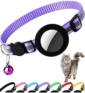 Dgerp Airtag Cat Collar Breakaway, Reflective Kitten Collar with Apple Air Tag Holder and Bell fo...