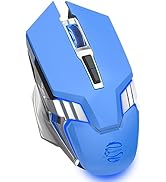 Blue Wireless Mouse Gaming Mouse Bluetooth, Silent Multi Device Mouse, 2400 DPI, RGB Backlit, 800...