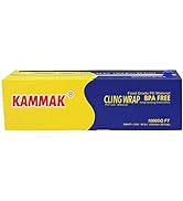 KAMMAK Plastic Wrap with Slide Cutter - 12 Inch Food Service Cling Film Roll - Clear Refillable S...