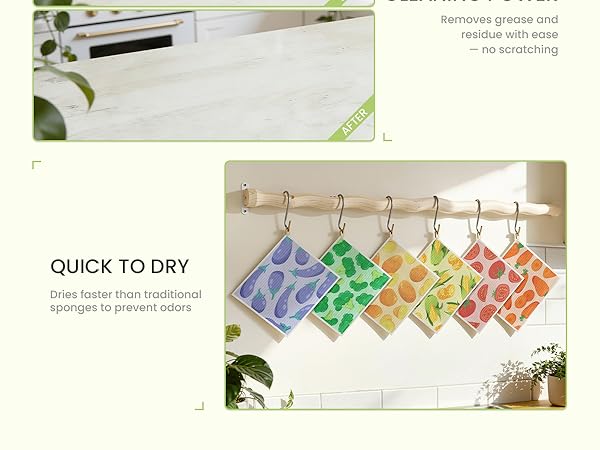 QUICK TO DRY Dries faster than traditional sponges to prevent odors