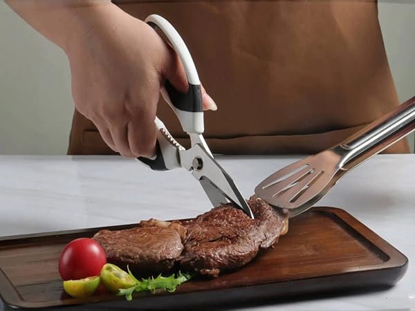 Can be used as kitchen shears, ideal for cutting food, meat, poultry, vegetables, herbs, seafood