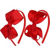 OAOLEER Grosgrain Bow Headband for Girls, Red Headband with 4.5 inch Bow | for Hair Band Accessor...