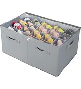 TOPIA HOME Shoe Organizer for Closet, Foldable Shoe Box with Adjustable Dividers and Clear Cover,...