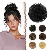 FESHFEN Human Messy Buns - 100% Human Hair Bun Real Scrunchies Hair Pieces Ponytail Extensions Wa...