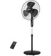 PELONIS 16'' Pedestal Fan for Bedoom with Remote, Upgraded, Standing Fan with 7-Hour Timer, 90° O...