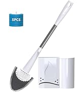 Hillyfe Toilet Brush and Holder Set,Silicone Removable Cleaner Brush,5 PCS Toilet Bowl Cleaner Ta...