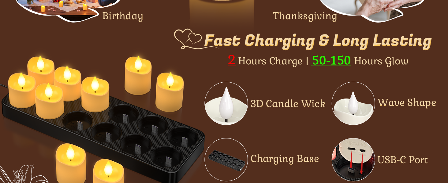 usb rechargeable flameless battery operated votive candle tealight