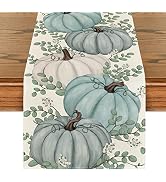 Artoid Mode 210 GSM Fall Table Runner Home Party Decor 13x72 Inch | Pumpkins Eucalyptus Leaves, S...
