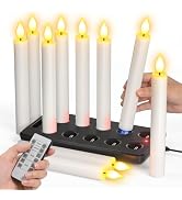 SoulBay 10pcs Flameless Rechargeable Taper Candles, Bright Realistic Flickering LED Electric Cand...