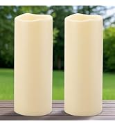 Yakpo 4" x 10" Large Waterproof Outdoor LED Candles with Timer, Battery Operated Outdoor Flameles...