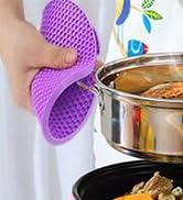 Silicone Trivet for Hot Dishes, 4 Pack Purple Heat Resistant Silicone Hot Pads Pot Holders for Ki...