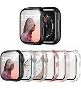 JERXUN 6 Pack Case with Tempered Glass Screen Protector for Apple Watch Series 9/8/7 41mm, Ultra-...
