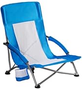 NEWBULIG Low Beach Chair – Folding Camping Chair for Adults, Low Profile Lawn Chair with Cup Hold...
