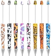 PASISIBICK 8 Colors Cow Plastic Beadable Pens, Milk Cow Bead Pens for DIY PPL Gift with Shaft Bla...