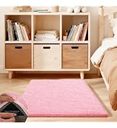 Ehayx Pink Rugs for Bedroom, 3x5 Soft Fluffy Small Area Rug for Living Room, Shag Bedside Carpet ...