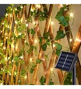 suddus Solar Ivy String Lights Outdoor Waterproof, 33ft 100 LED Fake Vines with Lights, Artificia...