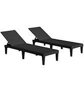 Greesum Outdoor Chaise Lounge Chairs Set of 2 with 5-Position Adjustable Backrest, Waterproof PE ...