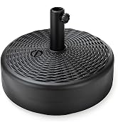 Home Zone Living 40lb Round Fillable Patio Umbrella Base Stand, 18in, Pole Holder, Water, Sand, F...