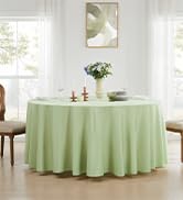 Aocoz Round Tablecloth 120 Inch 2 Pack Sage Green Tablecloths Washable Decorative Linen Polyester...