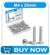 Yinpecly 30 Pcs M4 x 20mm Pan Head Machine Screws 304 Stainless Steel | Metric Full Thread, Truss...