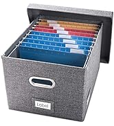 PRANDOM File Organizer Box - Set of 1 Collapsible Decorative Linen Filing Storage Hanging File Fo...