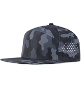FEINION Men Flat Brim Adjustable Performance Hat Snapback Laser Perforated Baseball Cap