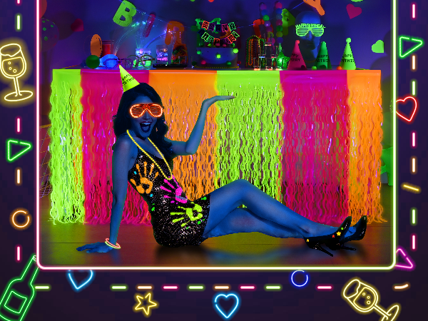 Fluorescent colors table skirts