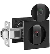Sliding Square Pocket Door Lock with Privacy Color Indicators, 2-3/8" Backset, Fits Standard 2-1/...