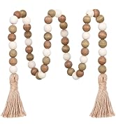 Meplait Wood Bead Garland, 39in Farmhouse Beads with Tassels for Tiered Tray Decor